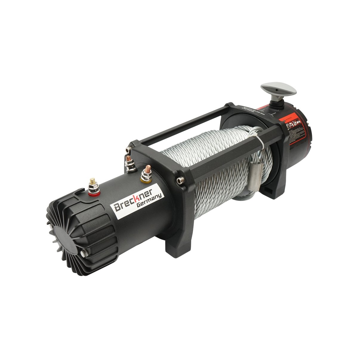 Troliu electric cu telecomanda 12V, 6.5cp, 6.1T (13500lbs) cablu otel 9x24m solenoid 400A Breckner Germany